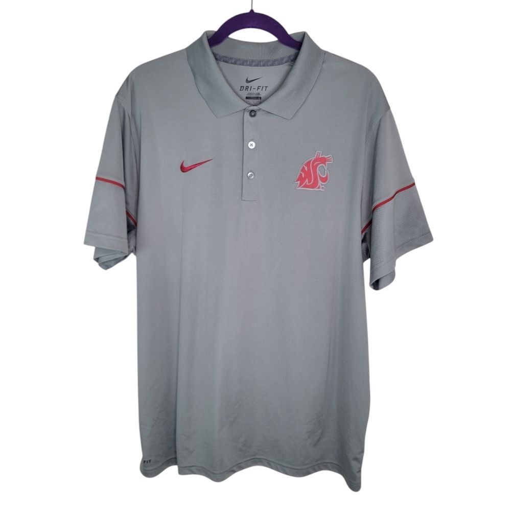 Nike Washington State Cougars Dri-FIT  Polo - Anthracite - Crimson Logo XL